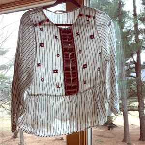 Zara embroidered peplum blouse